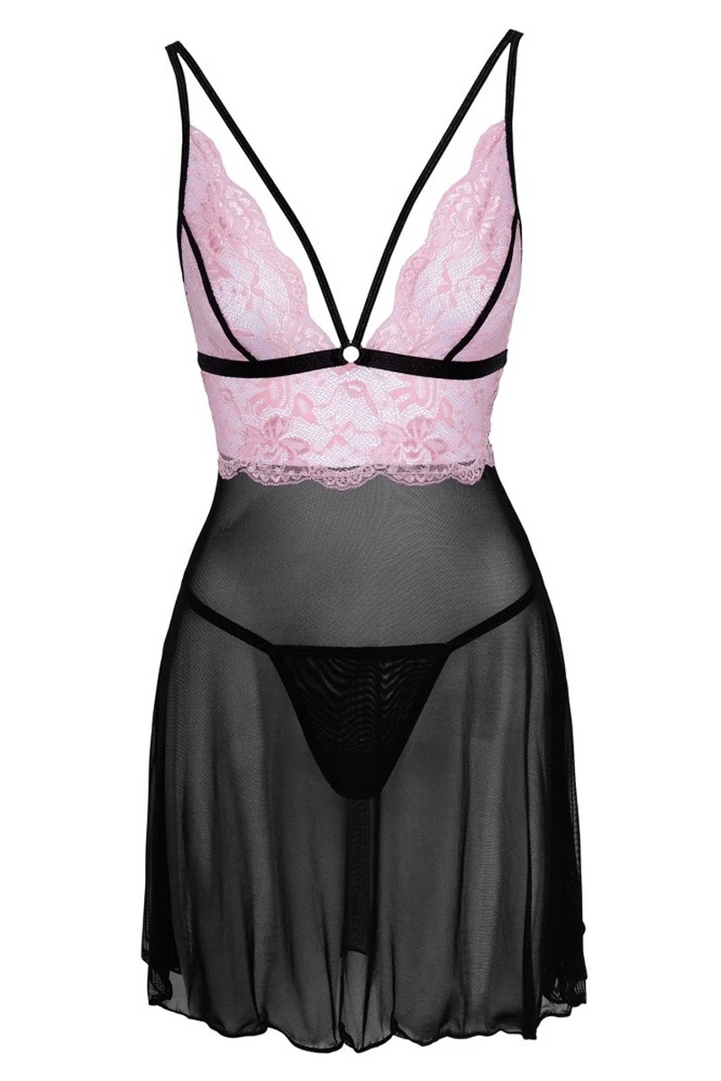 Nuisette Rose noire Cottelli Lingerie Nuisette Rose Noire -Boutique Obsessive 2741342 1