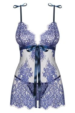 Obsessive Babydoll Bleu Flowlace 6 Obsessive Babydoll Bleu Flowlace -Boutique Obsessive flowlace bab obsessive 4