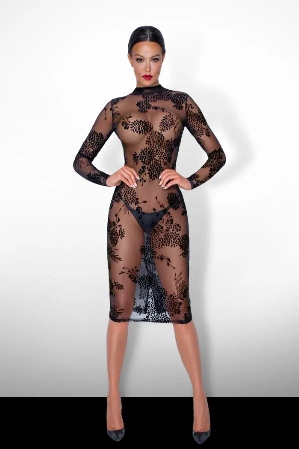 Noir Handmade Robe Transparente Geisha 2 Noir Handmade Robe Transparente Geisha – Image 2